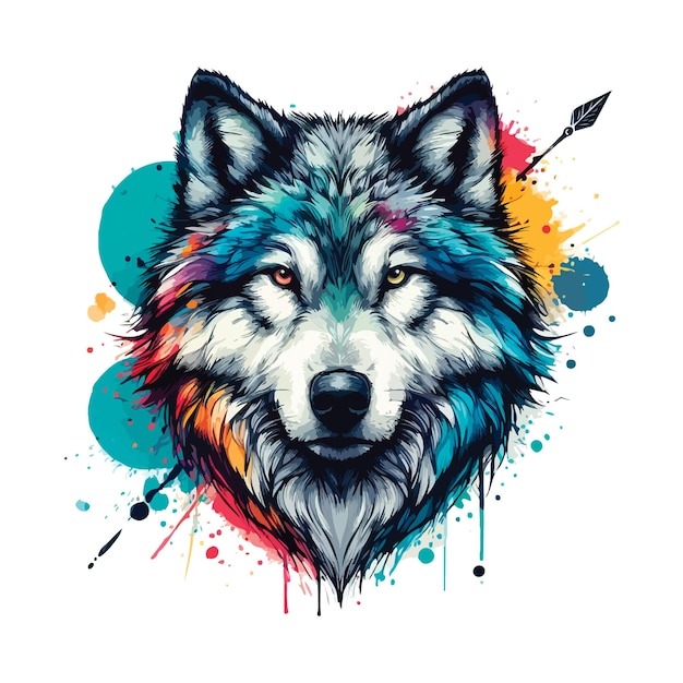 Digital art of Wolf head in watercolor style Illustration