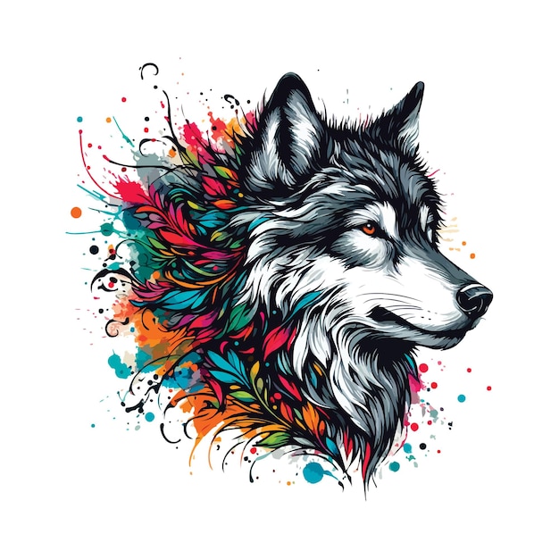 Digital art of Wolf head in watercolor style Illustration