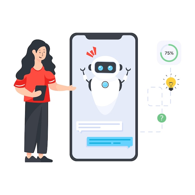 Illustrazione vettoriale modificabile piatta dell'assistente digitale