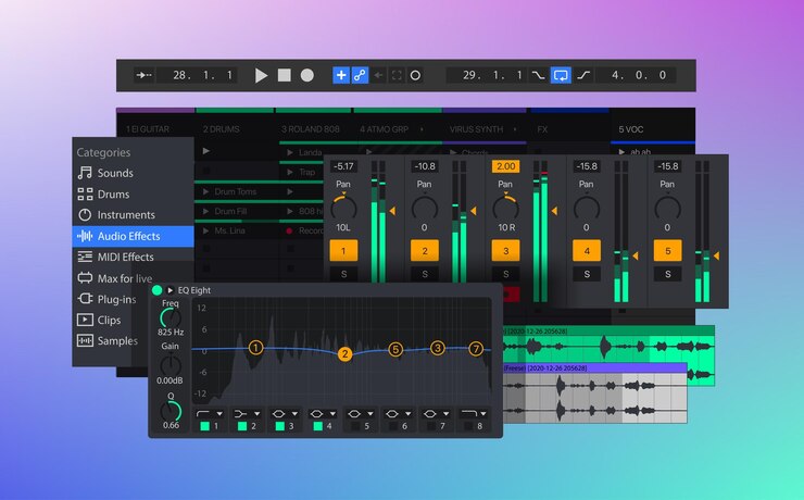 Vector digital audio workstation daw program vector illustration