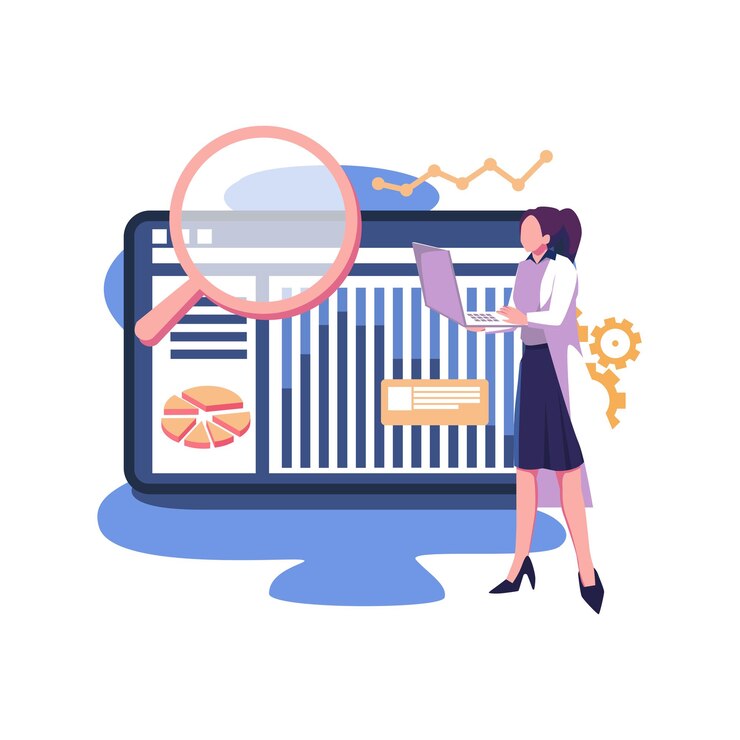 Vector digital auditing flat style illustration design