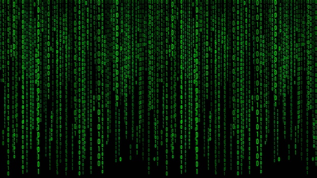 Vector digital background green matrix binary computer code vector illustration