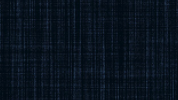 Digital background with noise effect corrupted code matrix failure falling particles blue dots big data visualization vector illustration of a binary code