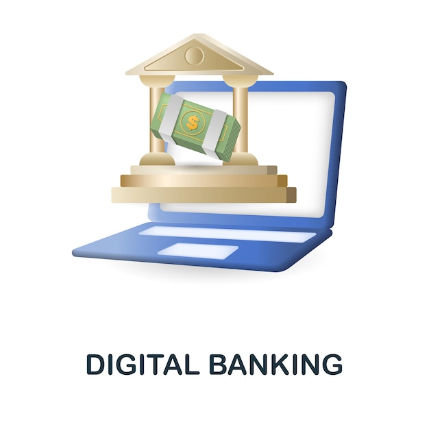 Digital Banking icon 3d illustration from fintech industry collection Creative Digital Banking 3d icon for web design templates infographics and more