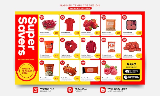 Digital banner template for shopping mall product catalog