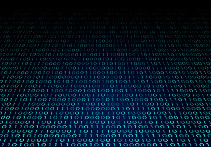 Vector digital  binary code background. matrix style program. random falling numbers.