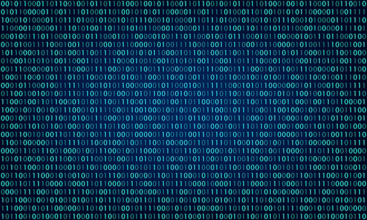 Vector digital  binary code background. matrix style program. random falling numbers.