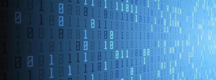 Vector digital binary code data background, computer numbers, technological concept