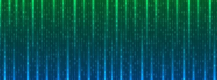 Vector digital binary code data background, computer numbers, technological concept