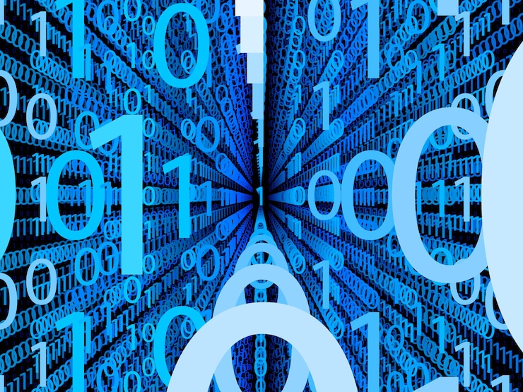 Vector digital binary data and streaming binary matrix code background