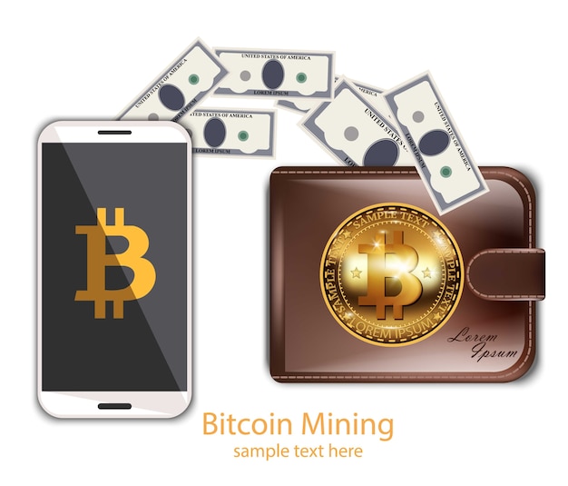 Vector digital bitcoin mining from mobile phone