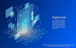 矢量电子书平面三维等距风格矢量概念插图