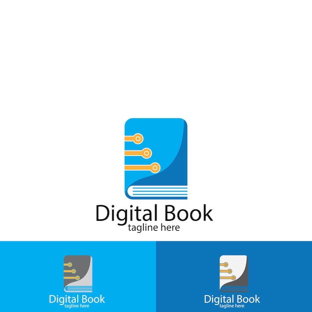 Digital book logo and vector template