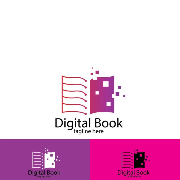 Digital book logo and vector template