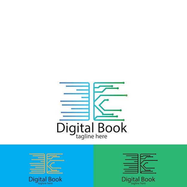 Digital book logo and vector template