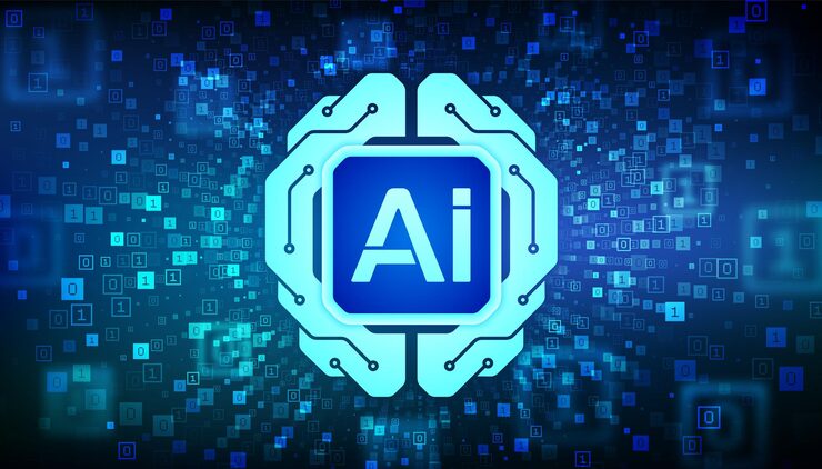 Vector digital brain ai artificial intelligence technology concept neural network machine learning big data analysis binary code background with digits 10 binary data flow vector illustration