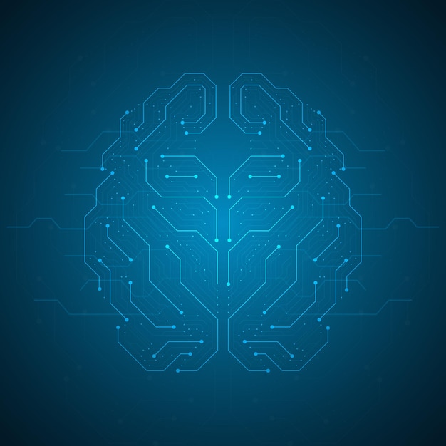digital brain circuit ai technology background