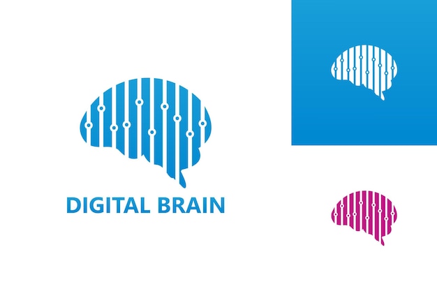 デジタル脳ロゴテンプレートデザインベクトル、エンブレム、デザインコンセプト、クリエイティブシンボル、アイコン