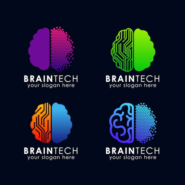 Vector digital brain logo template