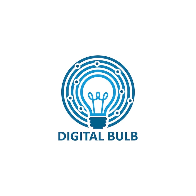 Digital bulb logo template design