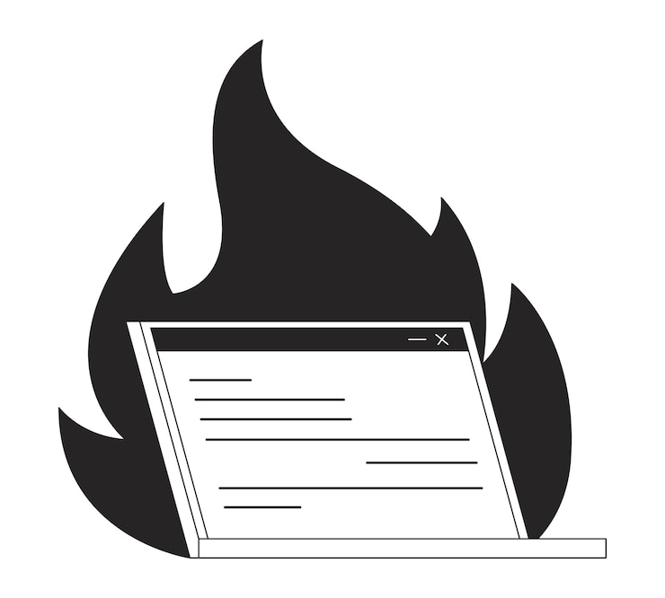 Vector digital burnout bw concept vector spot illustration