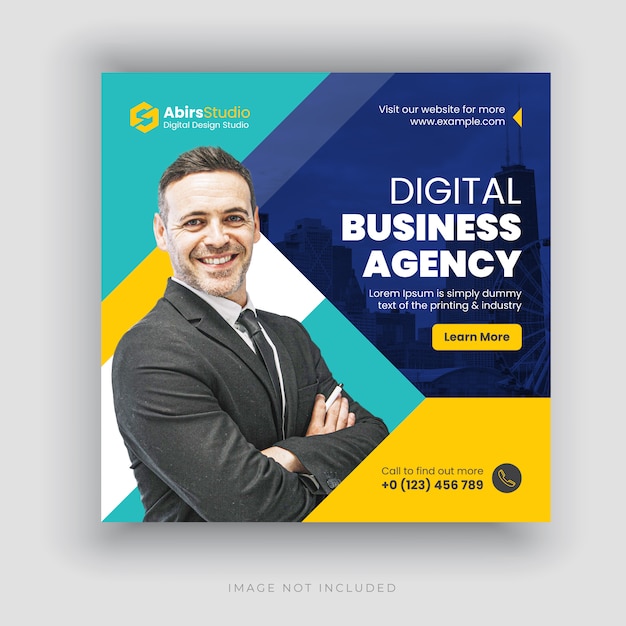 Digital business agency social media banner or square flyer template