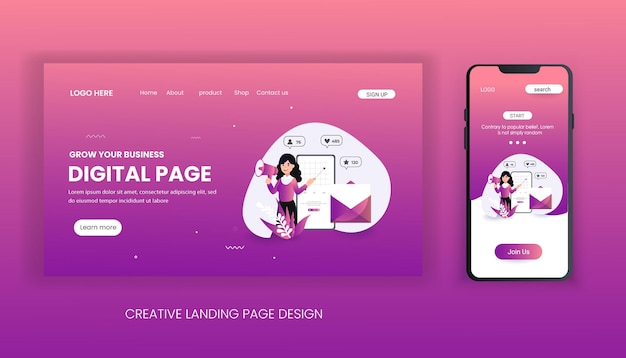 Digital business landing page template