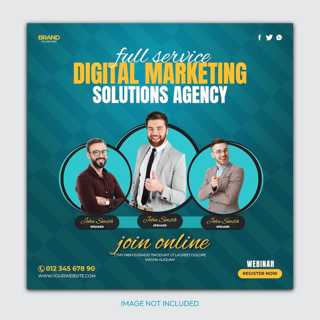 Digital business marketing agency Business growth live webinar Instagram social media post template