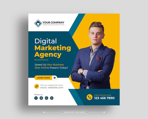Digital business marketing agency promotion social media post template