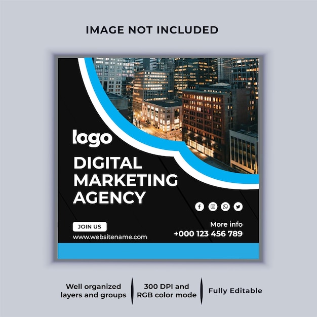 Digital business marketing agency for social media design template