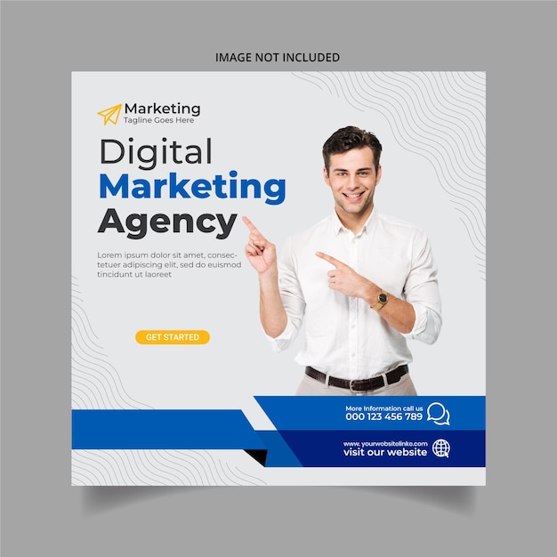 Digital business marketing agency social media and Instagram post template