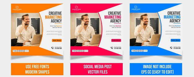 Digital business and marketing agency social media post banner template