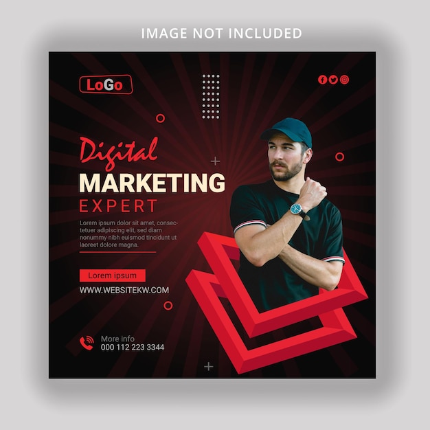 Digital business marketing agency social media post and web banner template