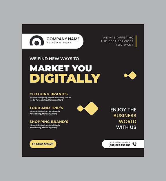 Digital business marketing banner for social media post template We are digital marketing experts