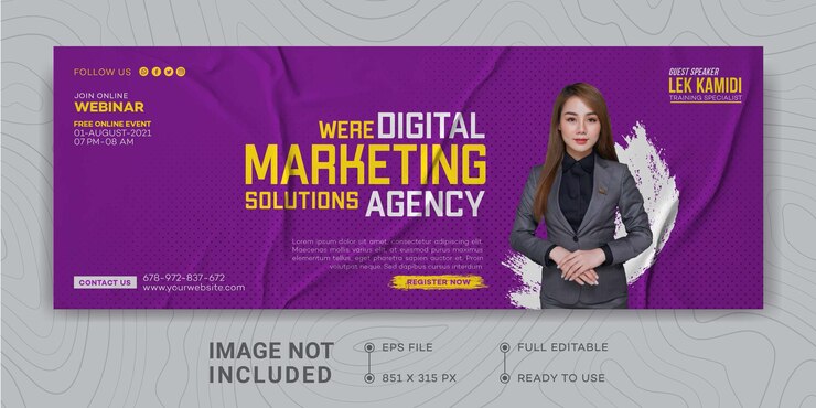 Vector digital business marketing promotion design template facebook cover live webinar digital marketing
