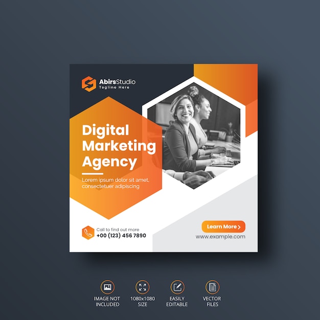 Digital business marketing social media banner or square flyer template