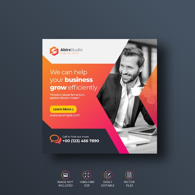 Digital business marketing social media banner or square flyer template