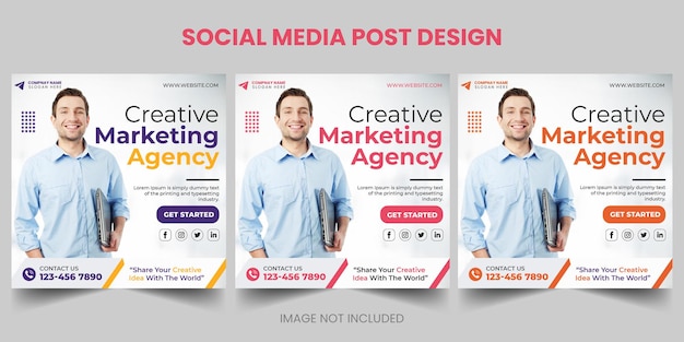 Digital business marketing social media post design template premium vector