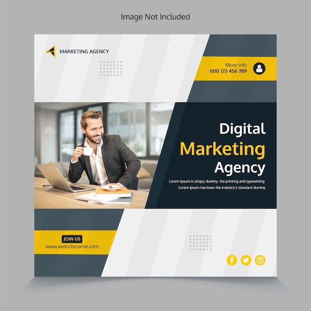 Digital business marketing social media post template premium vector