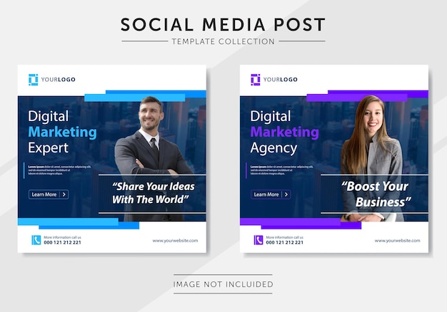 Modello di post sui social media di marketing aziendale digitale Vettore Premium