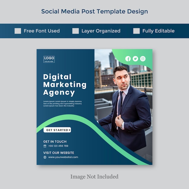 digital business marketing social media post template