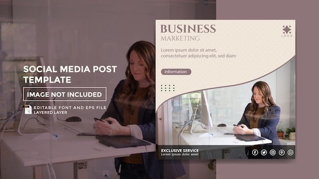 Vector digital business theme social media post template