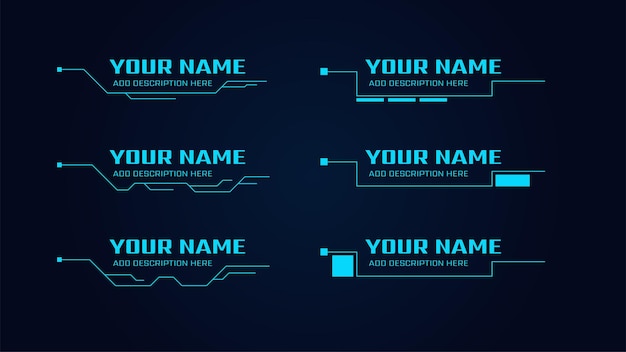 Titoli di callout digitali set di hud futuristico modello di cornice fantascientifica elemento di layout per brochure web