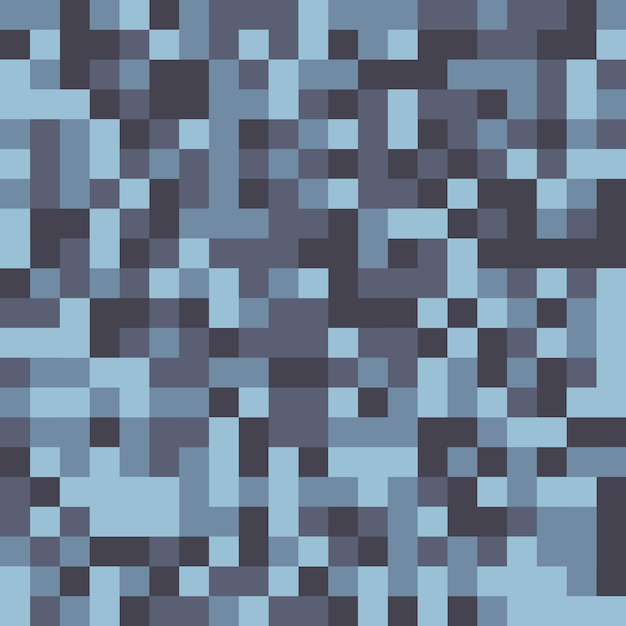 青の色調のデジタル迷彩シームレスなベクトル パターン軍事テーマと創造的なアイデアのピクセル グリッド