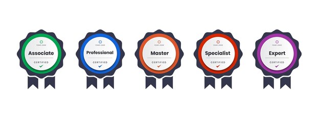 Vector digital certification logo for training competition rewards standards and criteria certified badge