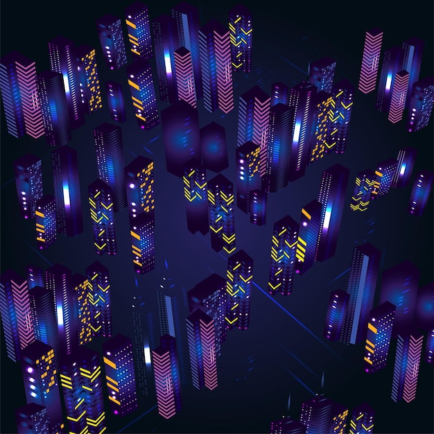Vettore sfondo di città digitale