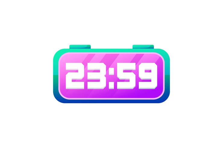 Vector digital clock happy new year sticker