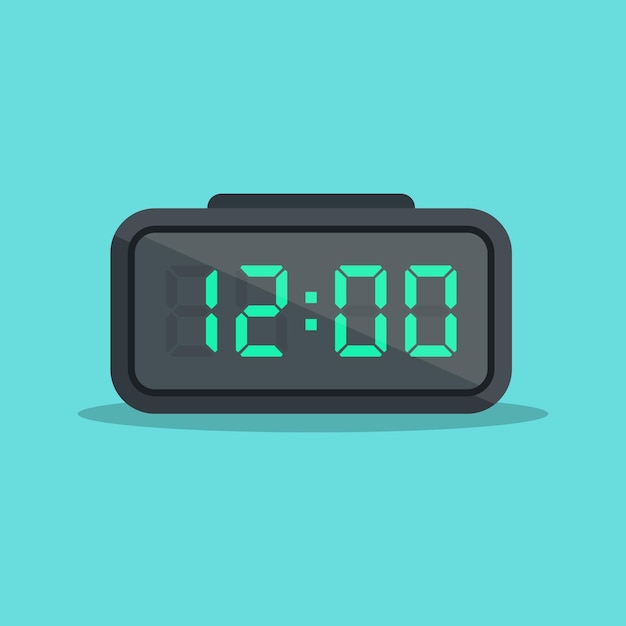 Digital clock number icon illustration in flat style lcd watch vector illustration on isolated background time alarm sign business concept