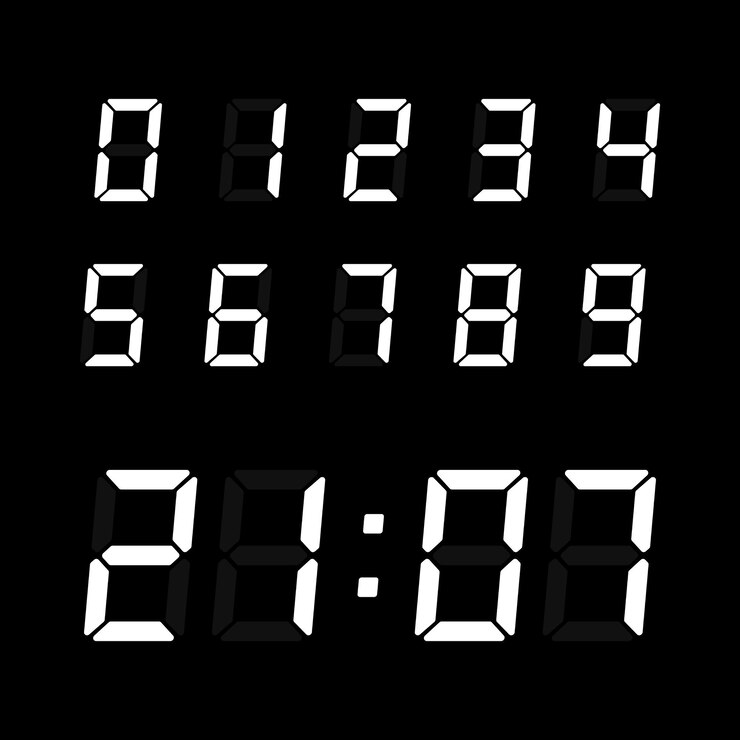 Vector digital clock number set.