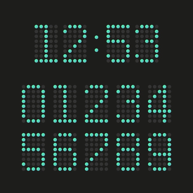 ベクトル ピクセル スタイル電子番号コレクション ベクトル図で設定されたデジタル時計